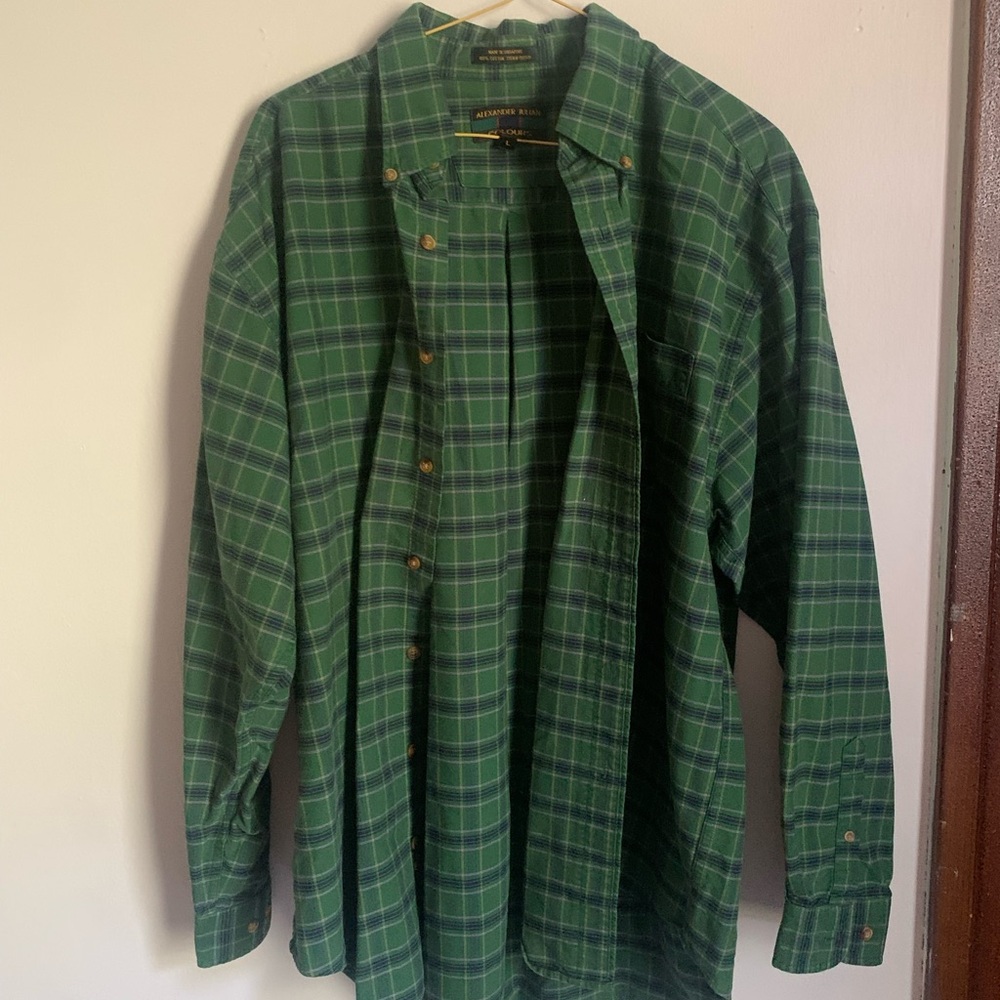 Alexander Julian Green and Blue Plaid Flannel Shirt